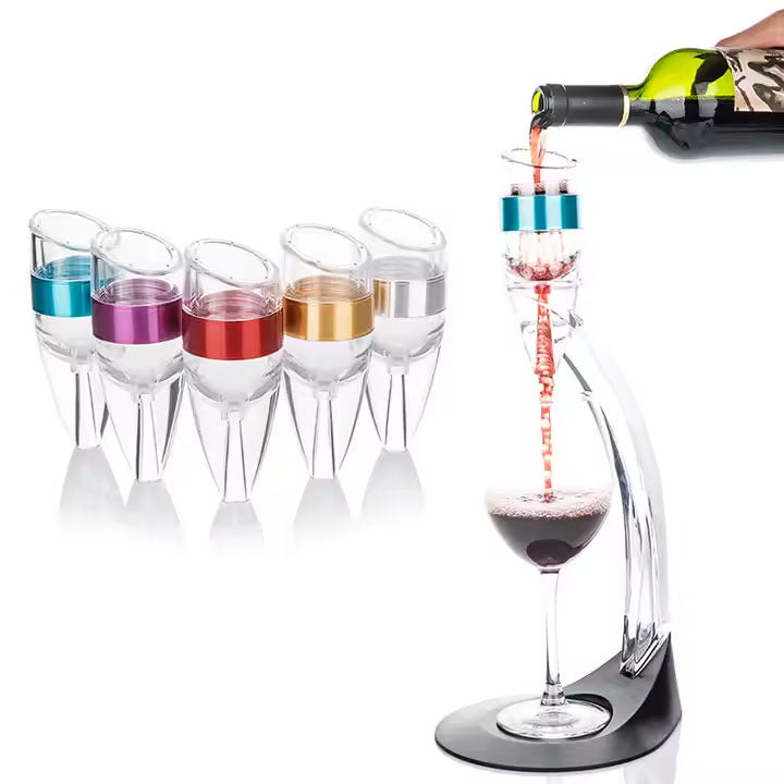 Luxury No-Drip Base Glass Wine Decanter Unique Aeration Qualities Black Wine Aerator Pourer and Decanter