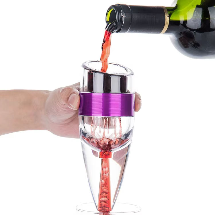 Luxury No-Drip Base Glass Wine Decanter Unique Aeration Qualities Black Wine Aerator Pourer and Decanter