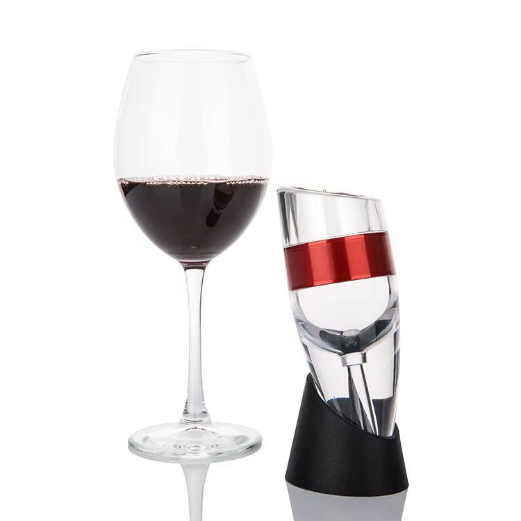 Luxury No-Drip Base Glass Wine Decanter Unique Aeration Qualities Black Wine Aerator Pourer and Decanter